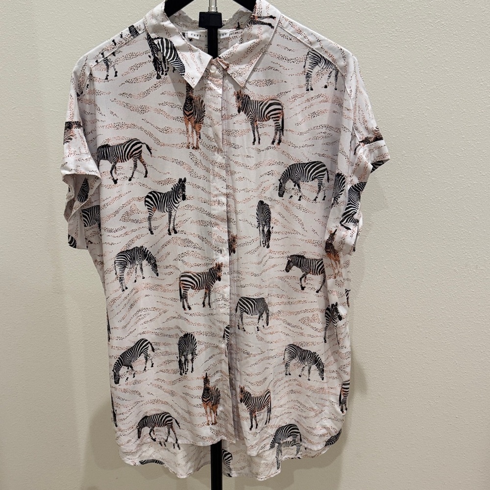 Jane and Delancey Zebra Print Casual Shirt - White and Black